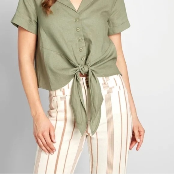 NWT Modcloth New Opportunities Capri Flare Crop Linen Pants, size 8 - Picture 7 of 16